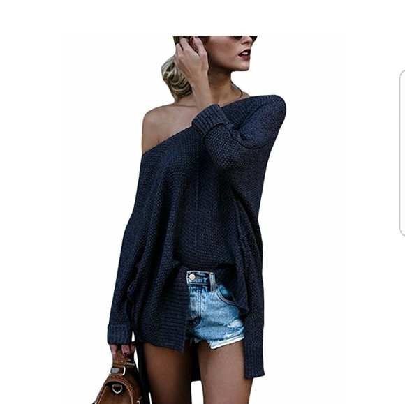 S. the Widow Sweaters - MARTHA Oversized Long Sleeve Navy Sweater